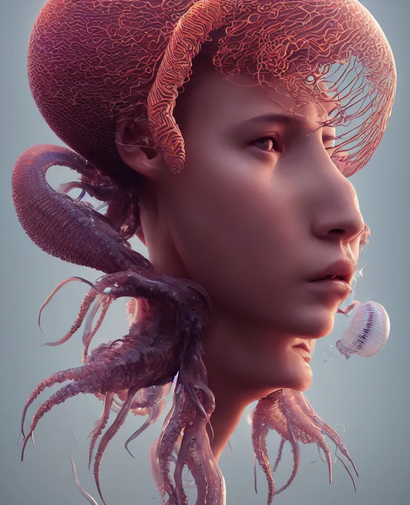 Image similar to goddess portrait. jellyfish phoenix head. intricate artwork by Tooth Wu and wlop and beeple. octane render, trending on artstation, greg rutkowski very coherent symmetrical artwork. cinematic, hyper realism, high detail, octane render, 8k