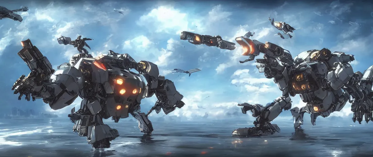 Prompt: a beautiful illustration of am anthropomorphic beaver piloting a mech | unreal engine:.3