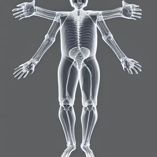 Prompt: xray of man with too many arms