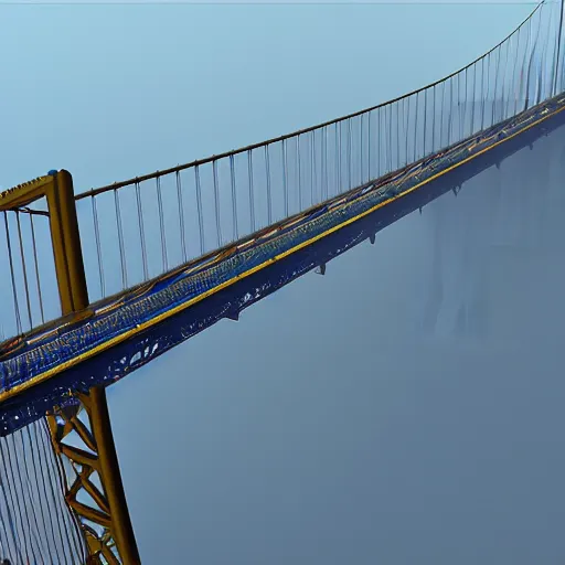 Prompt: golden state bridge in china, matte, blue filter, artstation