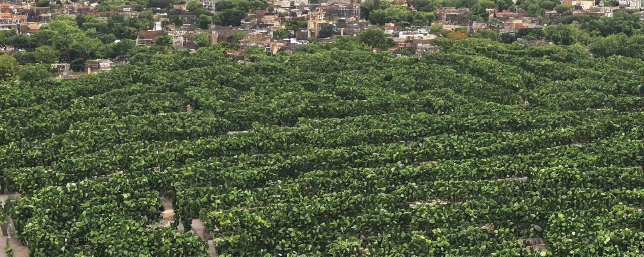 Image similar to vines envelop a city