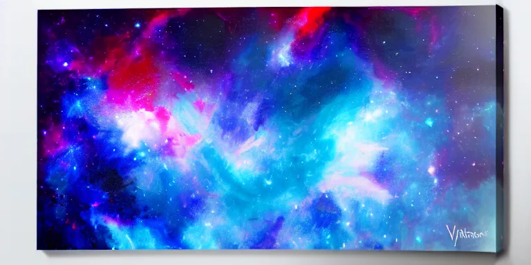 Prompt: a beautiful dramatic abstract acrylic high contrast painting on a white background of geometric shaped nebula by viktoria lapteva trending on artstation