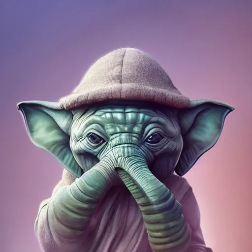 Prompt: elephant yoda playin socker, stunning digital art, high detail, in the style of artgerm, artstation, cgsociety, dramatic lighting, pixar 3d 8k