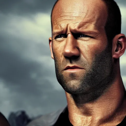 Image similar to if jason Statham was the hulk, cinematic, epic, cool, photo realistic, 4k, high detail