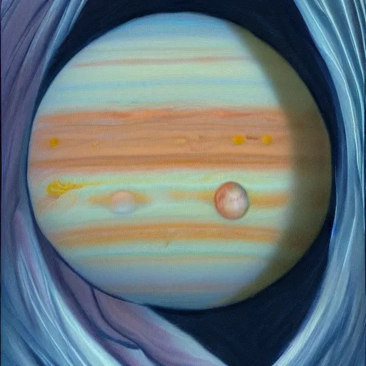 Prompt: a painting of a spider on the rings of jupiter