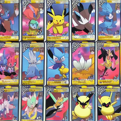 Image similar to pokemon cards with snooki, joe biden, nicki minaj, kim kardashian, osama bin laden, pokemon anime style, hd 8k image high detail, at target