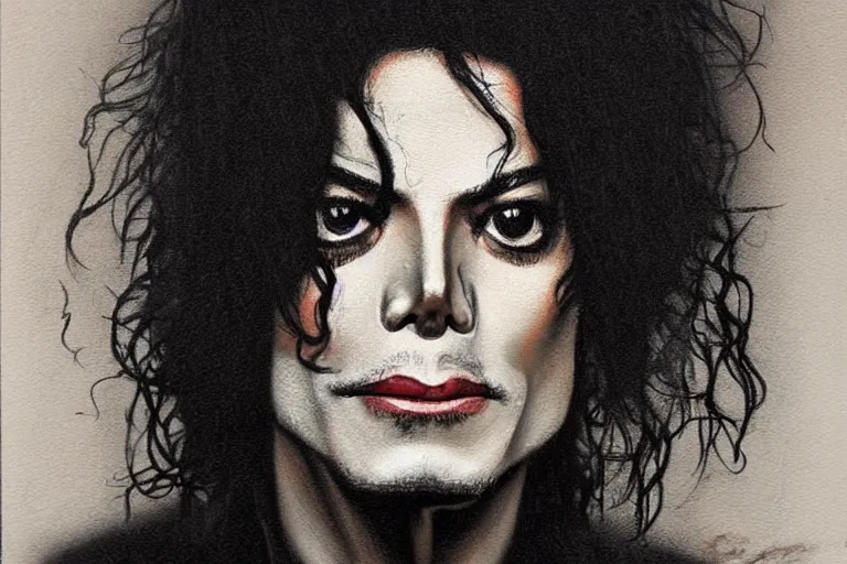 Image similar to michael jackson in the style of casey baugh,