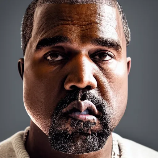 Image similar to the face of old kanye west at 6 6 years old, portrait by julia cameron, chiaroscuro lighting, shallow depth of field, 8 0 mm, f 1. 8