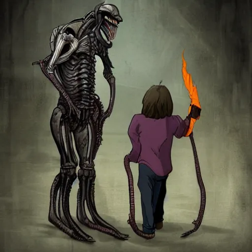 Image similar to walking a xenomorph pet