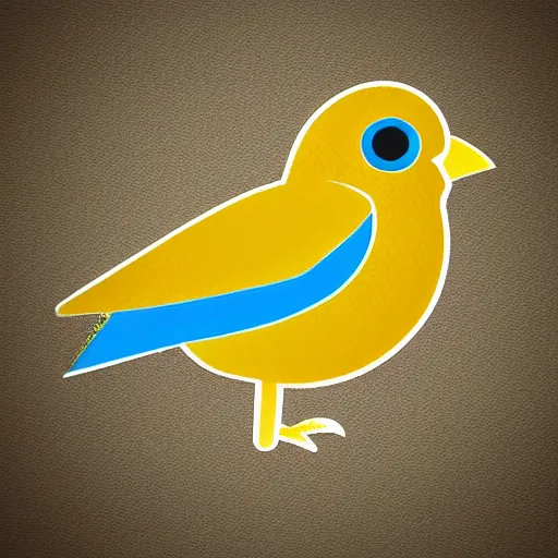 Prompt: blue and yellow icon of a bird