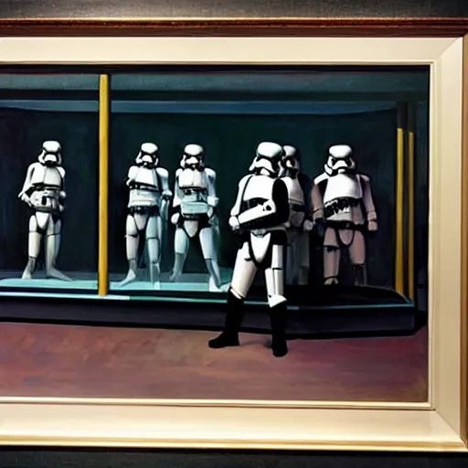 Image similar to stormtroopers in Nighthawks 1942 Painting by Edward Hopper