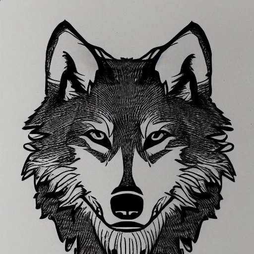 Image similar to wolf template base sketch, sideways view, simple, no color, coloring book style, high quality, HD, 8K