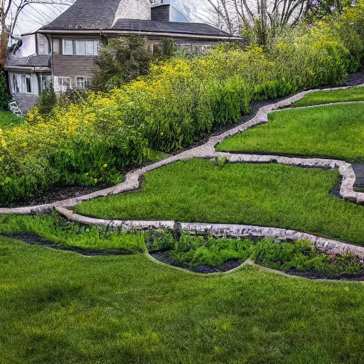 Image similar to the terrace lined the top of a crest, a perfect lawn sloping shallowly downward on all sides. Not quite steep enough to sled down in the winter, but the kind you'd lie back on and look at stars. A few dozen paces down the far end sat a series of bushes in the mulch, and blah blah blah