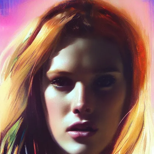 Image similar to bella thorne as lindsey lohan in mean girls, hyperrealistic portrait, bladerunner street, art of elysium by frank frazetta and jeremy mann and alphonse mucha, fantasy art, photo realistic, dynamic lighting, artstation, poster, volumetric lighting, very detailed face, 4 k, award winning