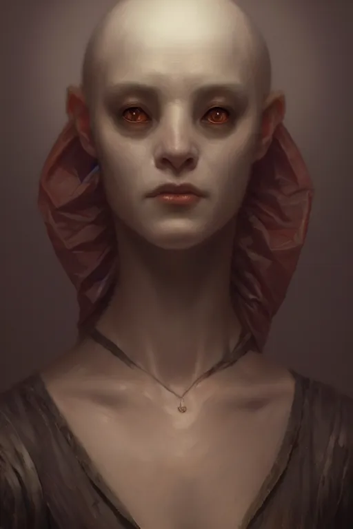 Image similar to a portrait of a creepy creature, illustration, soft lighting, soft details, dark mood, painting oil on canvas by Edmund Blair Leighton and Charlie Bowater and Wayne Barlowe octane render trending on artstation d&d characters, 4k, 8k, HD