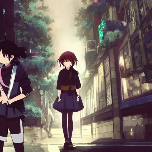 Image similar to Bored teenagers in dystopian worlds, anime still, cinematic.