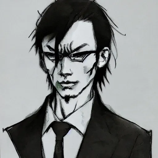 Prompt: Yoji Shinkawa portrait of a dragon wearong a suit