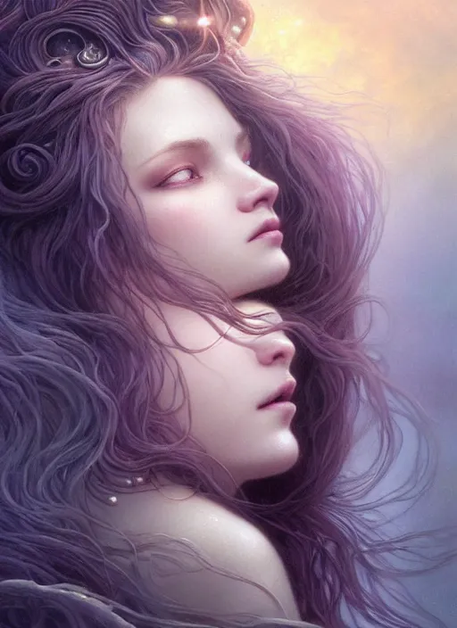 Image similar to beautiful goddess portrait of a seductive twilight princess dreaming in underwater murky light, wind blown hair! dark fantasy esoteric, closeup, d & d, fantasy, intricate, elegant, highly detailed, digital painting, artstation, concept art, matte, sharp focus, illustration, art by artgerm and tom bagshaw and greg rutkowski and alphonse mucha