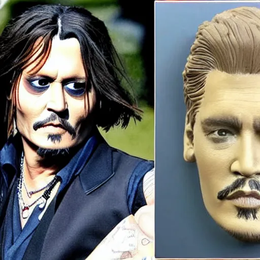 Image similar to johnny depp made of clay