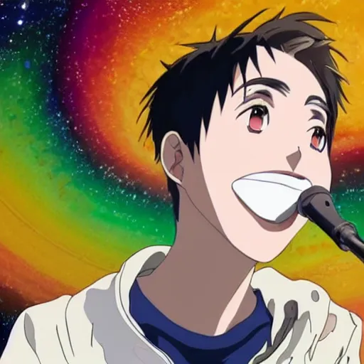 Prompt: anime of jacob collier on space playing saturn rings as a piano