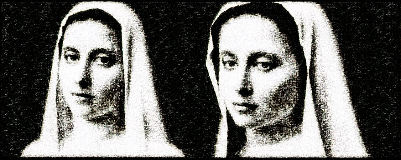 Image similar to vhs static overlay of marian apparition, vhs, 1 9 9 0, highly realistic, highly detailed, vhs noise static, black and white, vhs glitch