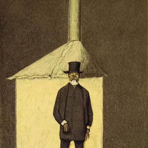 Image similar to a man with a chimney on his head