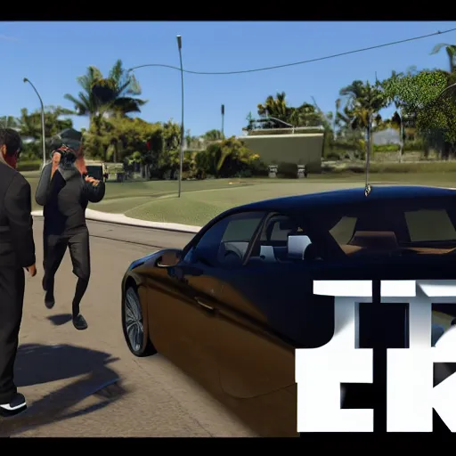 Prompt: FBI agents raid florida golf course gta 5 4k award winning