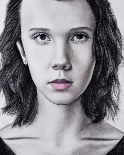 Image similar to pencil portrait of millie bobby brown