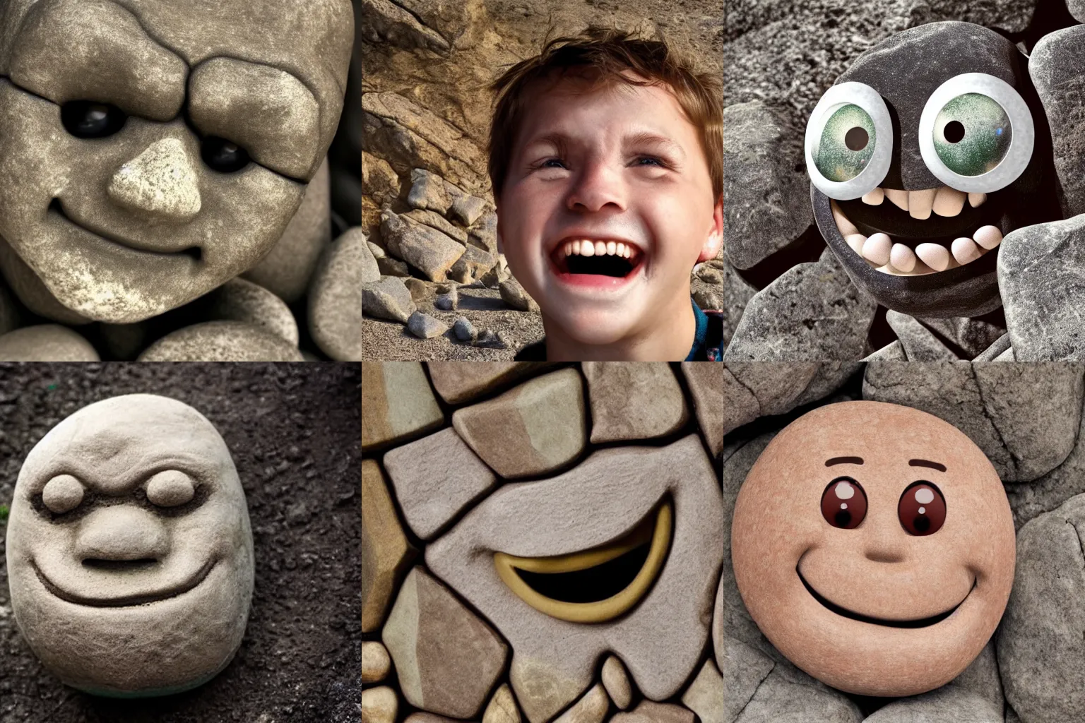 Prompt: are humans made of rocks? smile if yes frown if no