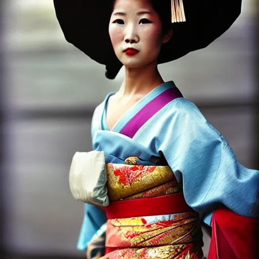 Image similar to portrait of a beautiful geisha, photograph by steve mccurry