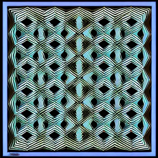 Prompt: trippy optical illusion by victor vasarely, dan mumford, op art, illusion, metal shaded