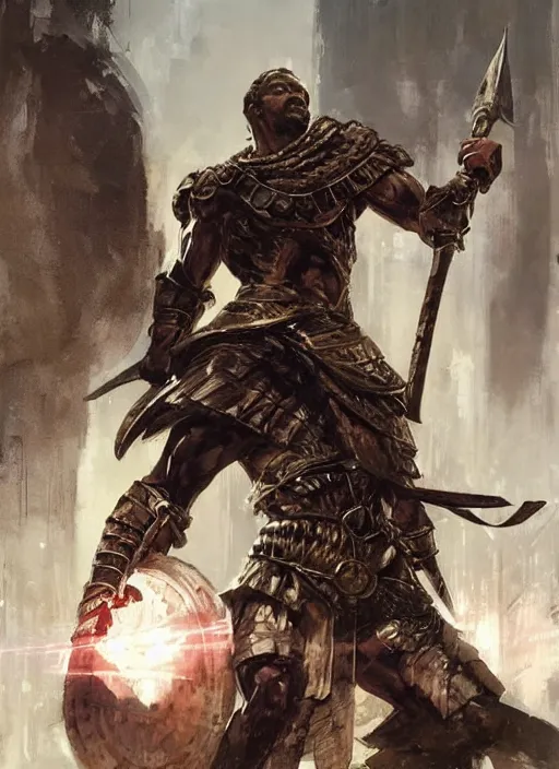 Image similar to ancient historically accurate depiction of the Bible Character Goliath of Gath, the Philistine warrior giant in ancient persian chainmail armor, dramatic lighting art by Yoji Shinkawa by Richard Schmid by greg rutkowski by Sandra Chevrier by Jeremy Lipking cinematic dramatic