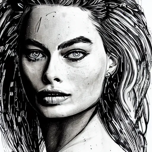 Prompt: a sketch, ultra detailed, fashion, magic, universe, beautiful woman, similar to margot robbie, surreal city, in style of jean - michel basquiat, trending on artstation