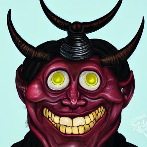 Image similar to detailed portrait of Satan grinning