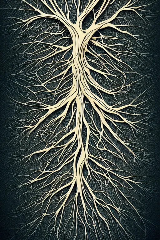 Prompt: digital art, Abstract art, intricate, veins, roots, leafs, trending on artstation,