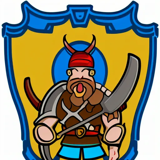 Image similar to sticker design of a viking holding a shield