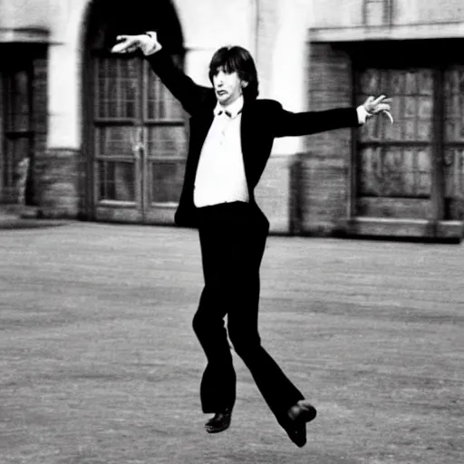 Prompt: ministry of silly walks by Mick Jagger