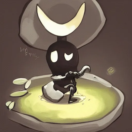 Prompt: digital art of hollow knight eating a banana, artstation