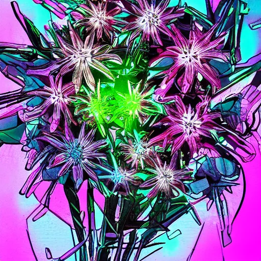 Prompt: Cyberpunk flowers