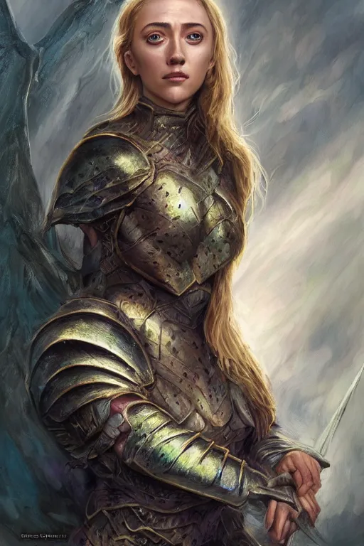 Image similar to A fantasy comic book style portrait painting of, hybrid of Saoirse Ronan, Scarlett Johansson, as an Atlantean, Reptilian Warrior, Mystical Valkyrie, Armor, Sword, Spear, Sheild, François Boucher, Oil Painting, unreal 5, DAZ, hype realistic, octane render, Regal, Refined, Coherent, Detailed Digital Art, RPG portrait, William-Adolphe Bouguereau, Michael Cheval, Walt Disney (1937), Steampunk, golden dappled lighting, dynamic lighting, Highly Detailed, Cinematic Lighting, Unreal Engine, 8k, HD