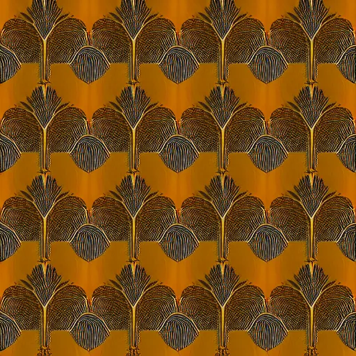 Image similar to symmetry, repeating pattern. seamless gold teal leaf. wall paper. art deco