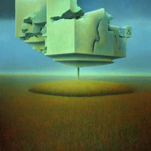 Prompt: surreal expressionist landscape of broken dreams evaporating into the ether of the subconscious, screen melting, by Zdzisław Beksiński artstation