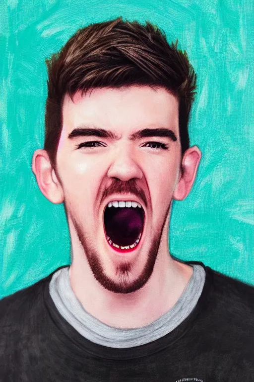 Image similar to Sean McLoughlin, jacksepticeye, irish youtuber, solo portrait, yelling really loud 🎨🖌️