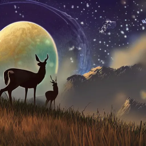 Prompt: deer in the style of no man's sky