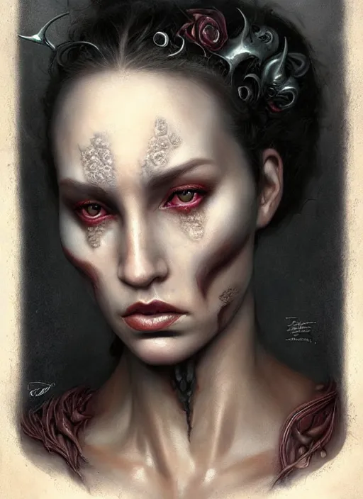 Prompt: a detailed facial portrait of the queen of blades, a beautiful face, mutation, by tom bagshaw, by dorian cleavenger, zdzisław beksinski, bastien lecouffe - deharme trending on artstation