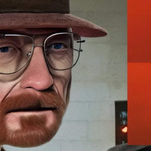 Image similar to Walter White in stranger things, hyper realistic, lost footage,