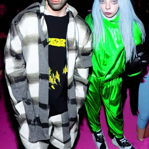 Prompt: Hasan Piker and Billie Eilish show up to a party accidentally wearing the same outfit.