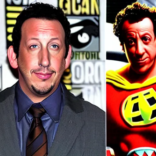 Image similar to Adam Sandler, Rob Schneider, and Paulie Shore, style of DC comics,