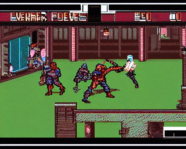 Image similar to a screenshot showing the game play from the defender iii prototype video game from williams electronics 1 9 8 5