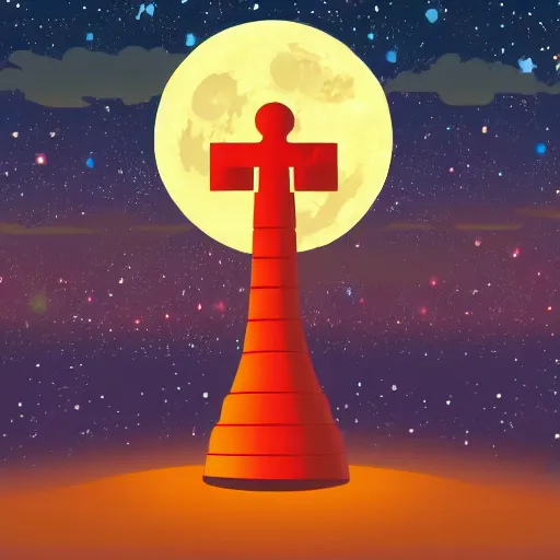 Image similar to Ankh shining in front of the glowing moon, vector art, 4k